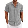 Summer Men's Casual Button Up Sweatshirt Cotton Linen Shirt Beach Oversized Men Lapel Short Sleeve Shirts