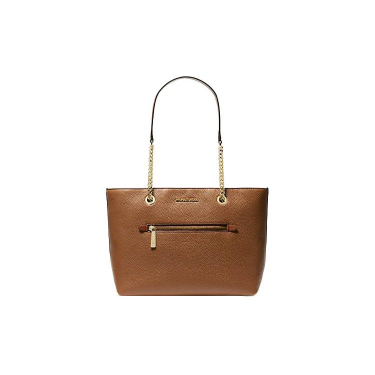 

Michael Kors Mk Jet Set Item Solid Gold Hardware Leather Tote Bag Women Tote Brown 35F2GTTT2L-LUGGAGE Basic Set (Bag+Dust Bag)