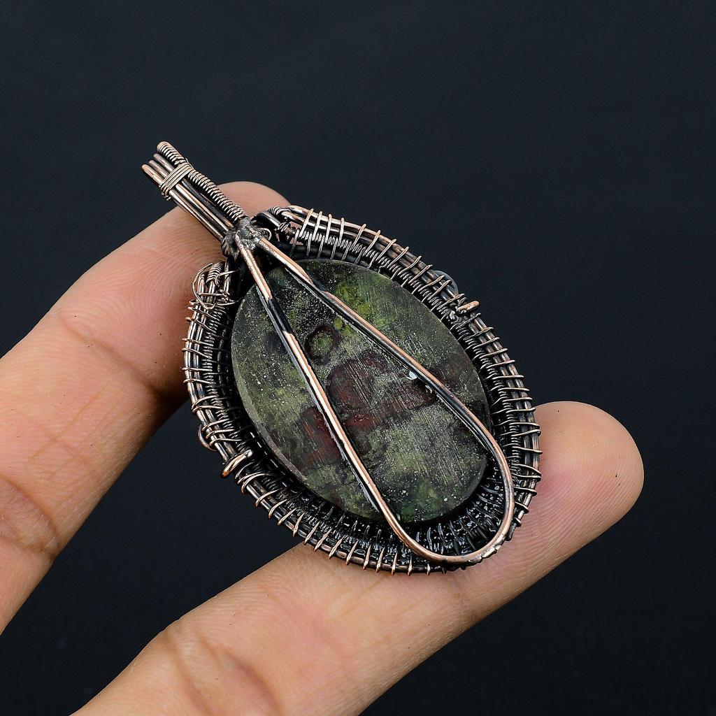 Dragon Blood Jasper 999 Copper Wire Wrapped Pendant, Handmade Gemstone Pendant Jewelry, Gifts For Wife Brand New Pendant