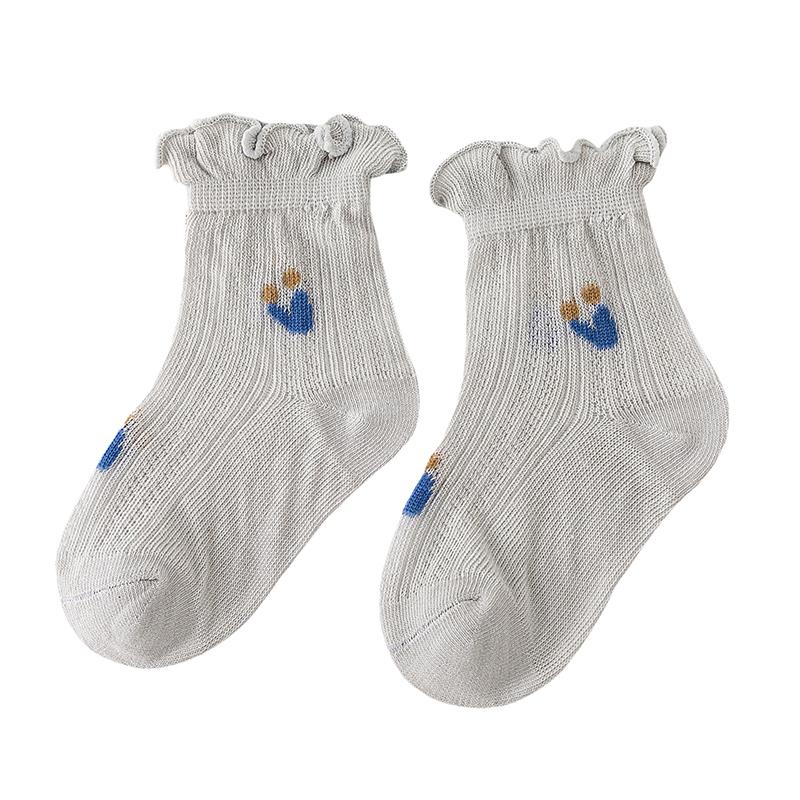 1-5Y Baby Girls Frilly Socks Floral Mesh Breathable Short Sock Anti-Skid Princess Socks for Toddler Child Summer Ankle Sock