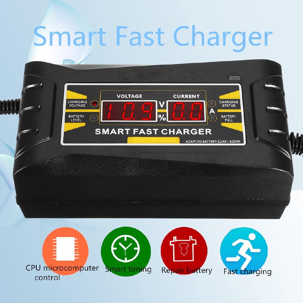 110V/220V To 12V 6A Full Automatic Car Battery Charger Digital Display Smart Fast Power Charging for Car Motorcycle