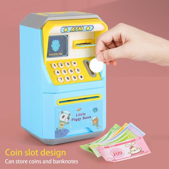 Kids Piggy Bank Portable Handle Built-in Music Digital Password Simulation Face Recognition Save