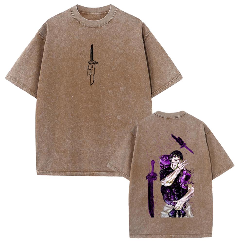 Jujutsu Kaisen Graphic Printed Tshirt Fushiguro Toji Manga Washed Oversized T Shirt Men Women Clothing Cotton Short Sleeve Tee
