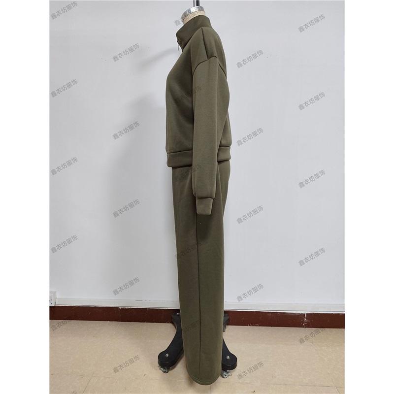Women's 2 Piece Casual Tracksuit Half Zip Sweatshirt And Elastic Waist Wide Leg Pants Loungewear Set
