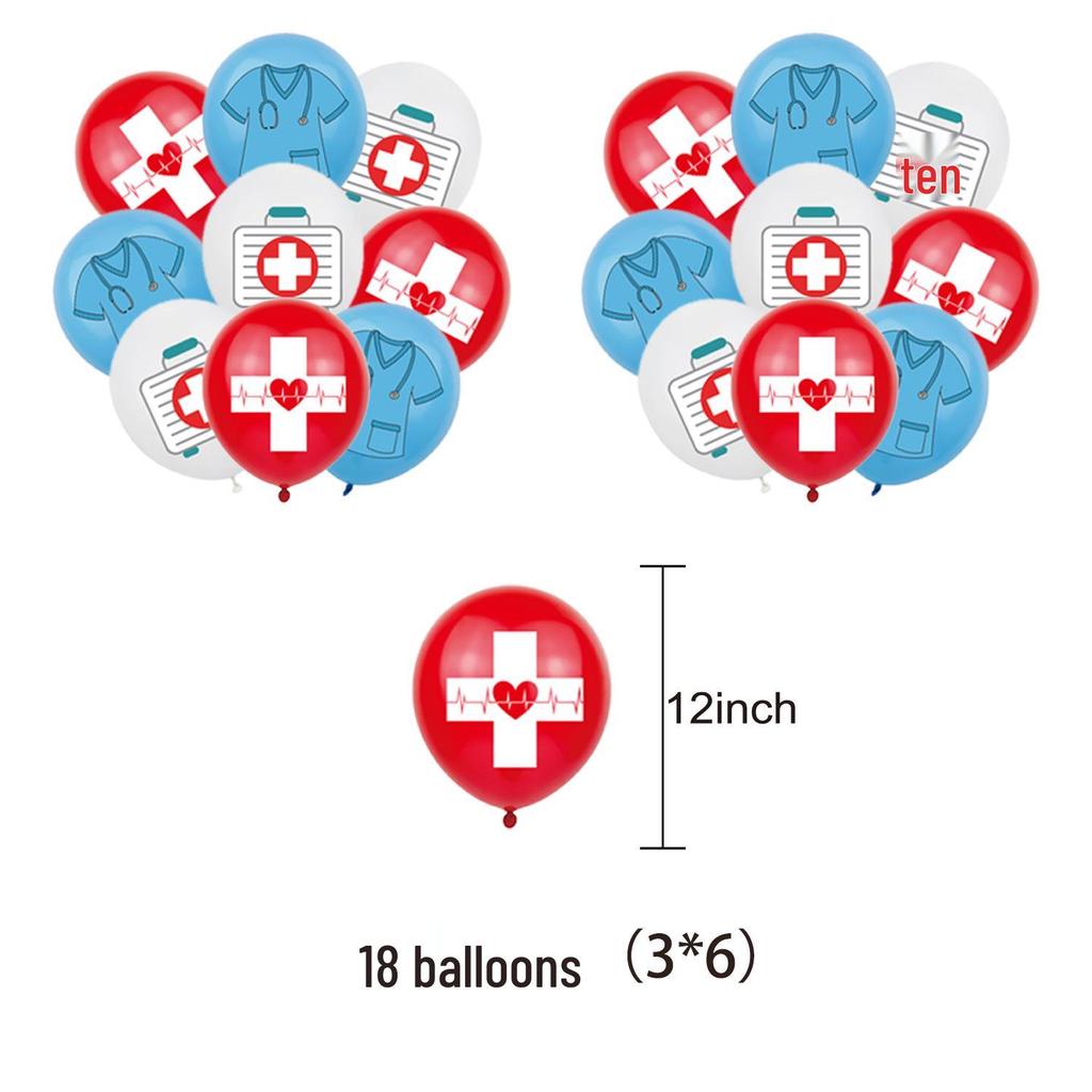 In Stock Medical Theme Party Decoration Set: Banner, Balloons, & Cake Toppers