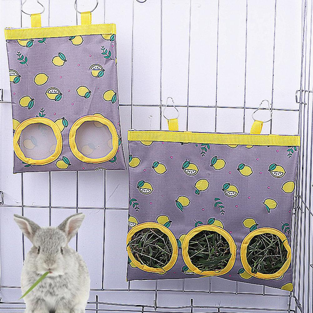 Hay Bag Hanging Pouch Feeder Holder Feeding Dispenser Container for Rabbit Guinea Pig Small Animals Pet Bunny Cage Accessories