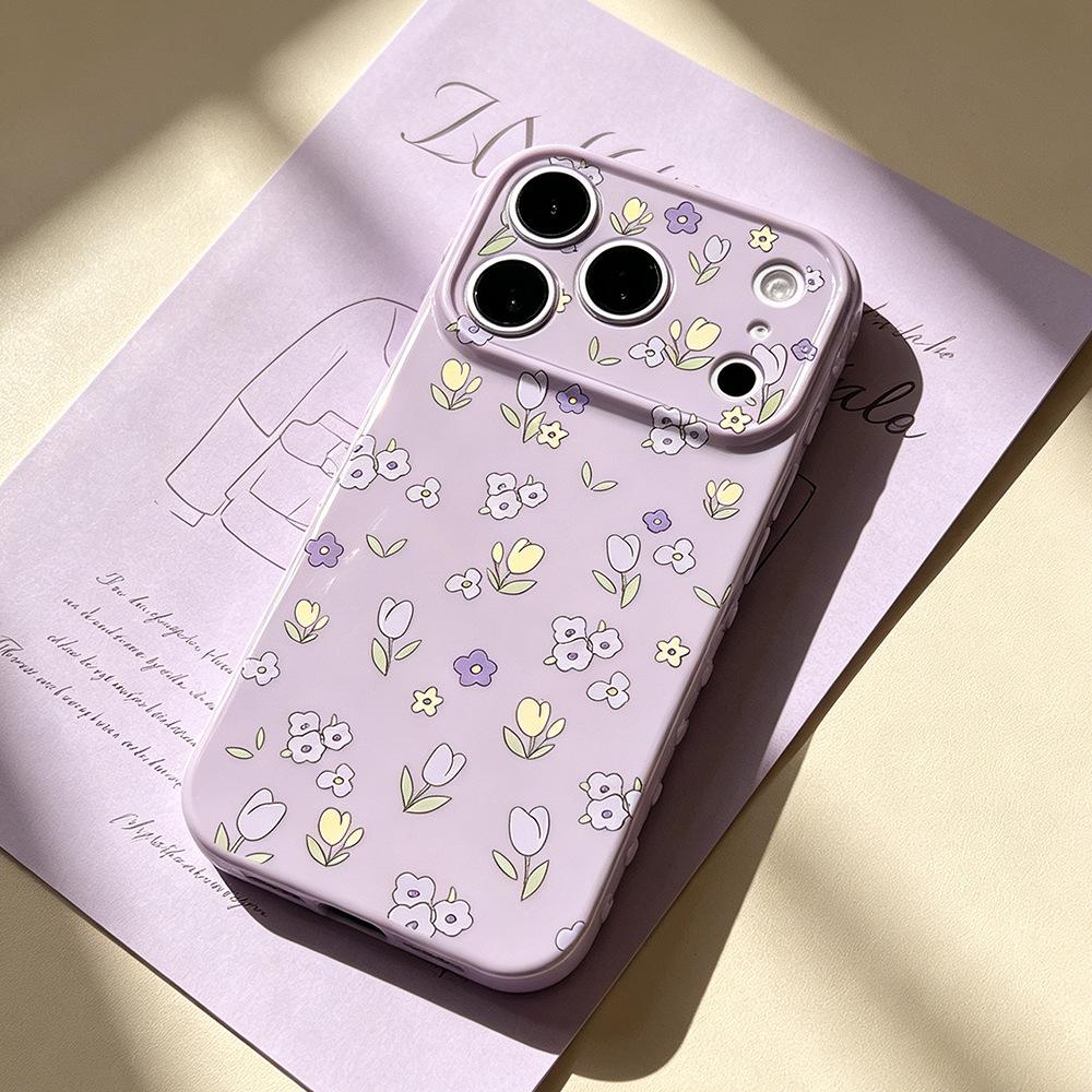 Tulip Floral Anti-Fall Phone Case for iPhone 13/15 Pro/16/17 Pro