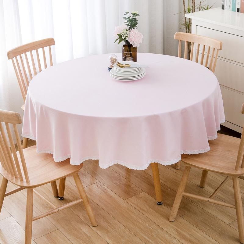 Round Waterproof & Oil-Proof Tablecloth - Solid Color, Premium Quality, Wash-Free Dining Table Cover