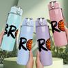 1PC Bro Basketball Sport Text Print 750ml Color Plastic Sports Water Bottle Leakproof Flip Straw Lid Suitable for Sports Office Home Use