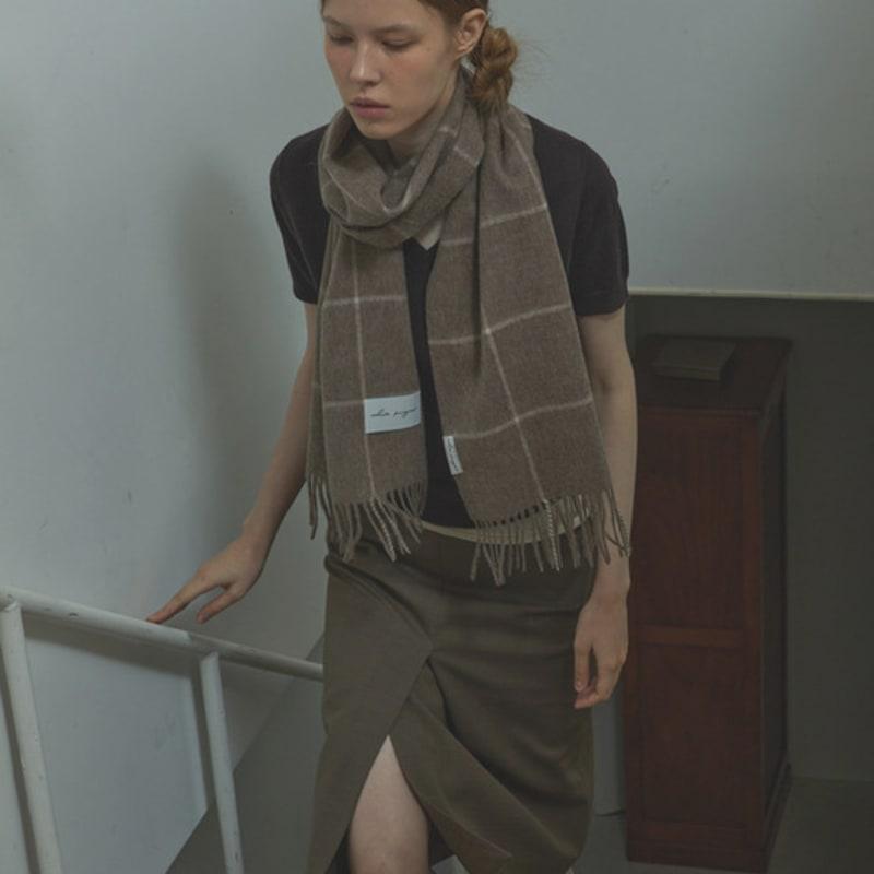 

White Project BERLIN PATTERN VIRGIN WOOL MUFFLER_BROWN BROWN