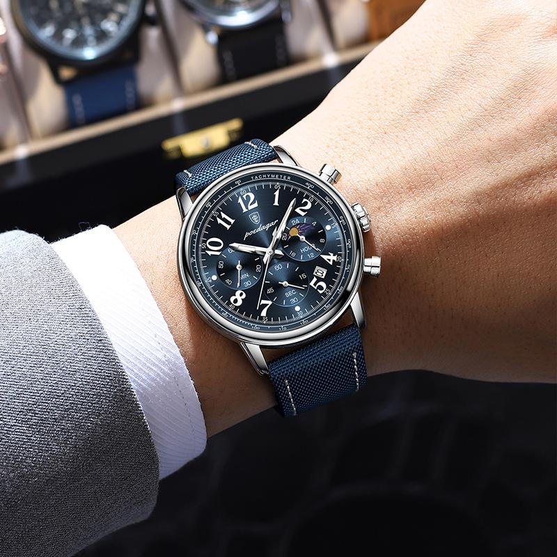 808 Luxury Nylon Leather Men's Quartz Watches Waterproof Luminous Chronograph Watches for Men