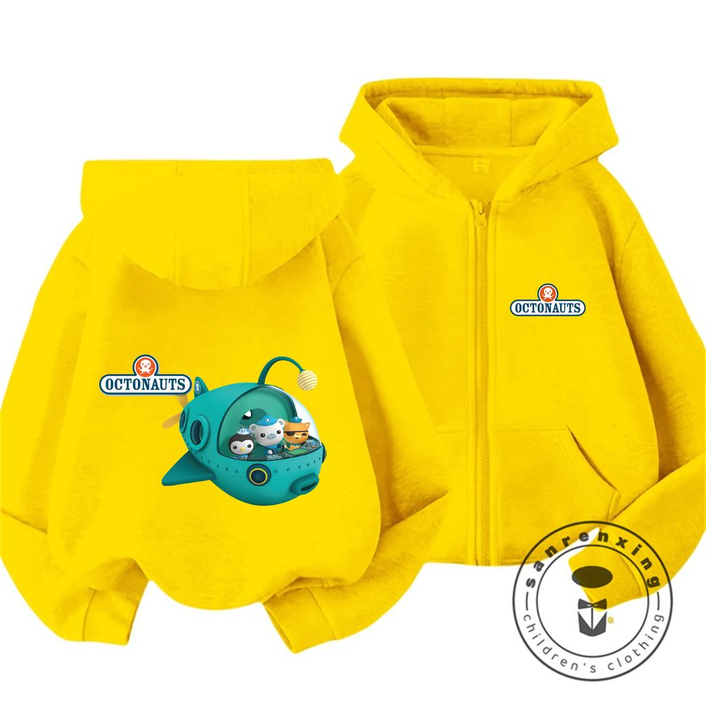 2026 Kawaii Octonauts Full Zip Hoodie Children 3-14 Years Captain Barnacle Print Hooded Jacket Outdoor Warm