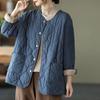 Loose Women Short Jacket Cotton Padded Casual O Neck Mom Coats Fall Button Up Solid Thin Parkas Pockets Korean Clothes