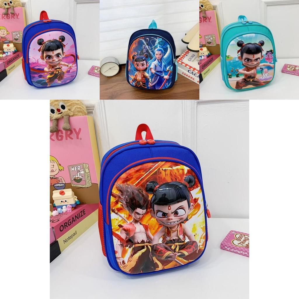 Ne Zha Pattern Kids Backpack With Breathable Nylon For Elementary School And Daily Use