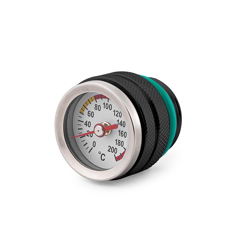M30×1.5 Fuel Tank Cap Oil Temp Gauge 0-200°C Pointer Dial Meter for Motorcycle Black Silver BX103093