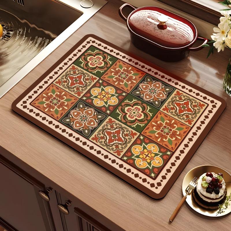 

Американський ретро кухонний килимок для сушіння посуду, абсорбуючий килимок з діатомової землі, швидковисихаючий водонепроникний протиковзкий килимок 30X40cm11.8X15.7in