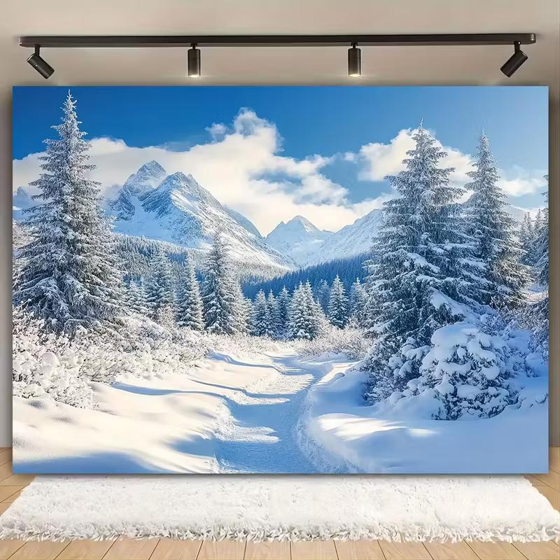 2D Scenic Winter Mountain Backdrop for Kids & Adult Studio Shoots