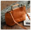 Johnature Handmade Cow Leather Women Bag Simple Retro Handbag Large Capacity Solid Color Shoulder Bags