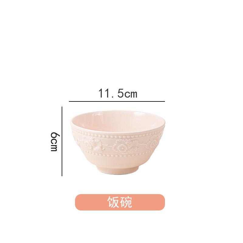 Underglaze Color Embossed Dishes And Tableware Rice Bowls For Home Use New High-Value French Bowlware Plates And Vegetable Plates