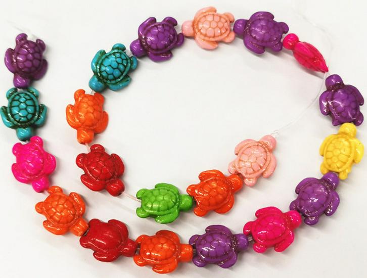 DIY Handmade Beaded Bracelet & Necklace Accessories - Synthetic Colored Turquoise Turtle 18*14mm/ Approximately 23 pieces разноцветный