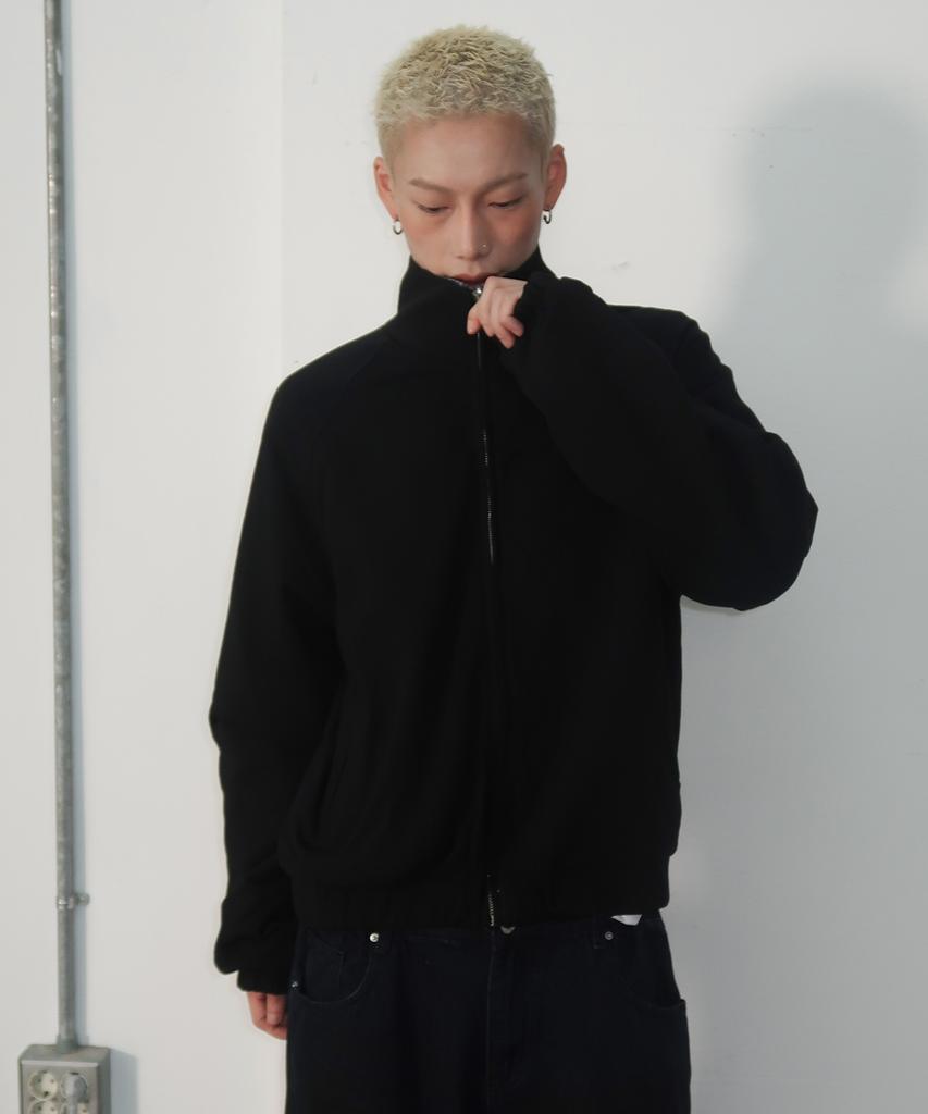 SOMEPLACE MAN Half-Neck Check Contrast Reversible Oversized Daily Two-Way Long Sleeve Zip-Up Jacket [Black]
