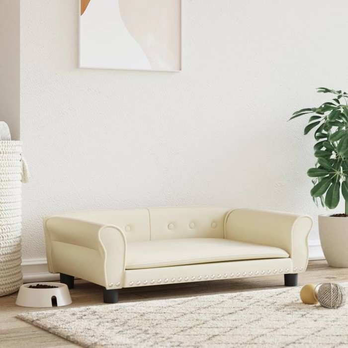 VidaXL Lit pour Chien, Canapé pour Animaux de Compagnie avec Cadre en Bois, Panier pour Chiots Maison Intérieur, Crème 171818