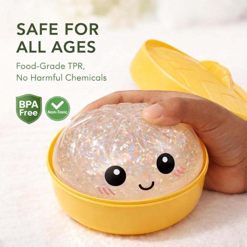 Glitter Dumpling,Squishy Dumplings Glitter for Adults, Stress Relief Fidget, Soft Squeeze Decompression Dough.