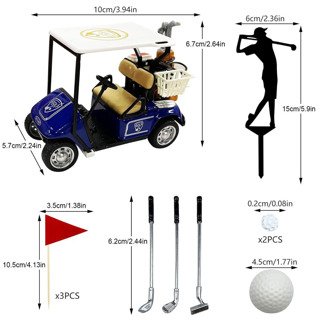 Decorazioni per Torta da Golf Direzione Torta Blu Topper da Torta Giocatori di Golf con Carrello Bandierina Pallina da Golf Sport Tema Golf Festa Fornitura