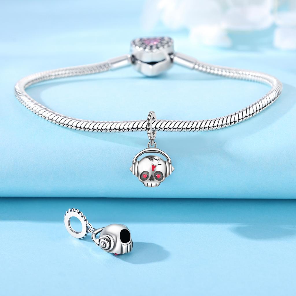 Copper Punk Vintage Skull Charm Bead Headset Pendant Fit Original Fine Diy Bracelet Jewelry Making Fine Gifts