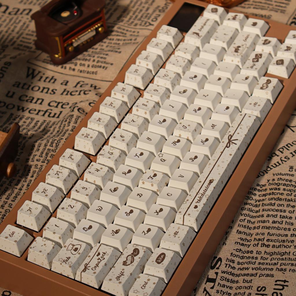 Chocolate Crispy Keycaps Cherry Foa Height Pbt 144Keys Cute Iso 2.25/2.75U Space Bar ISO  Alice Layout Keycaps