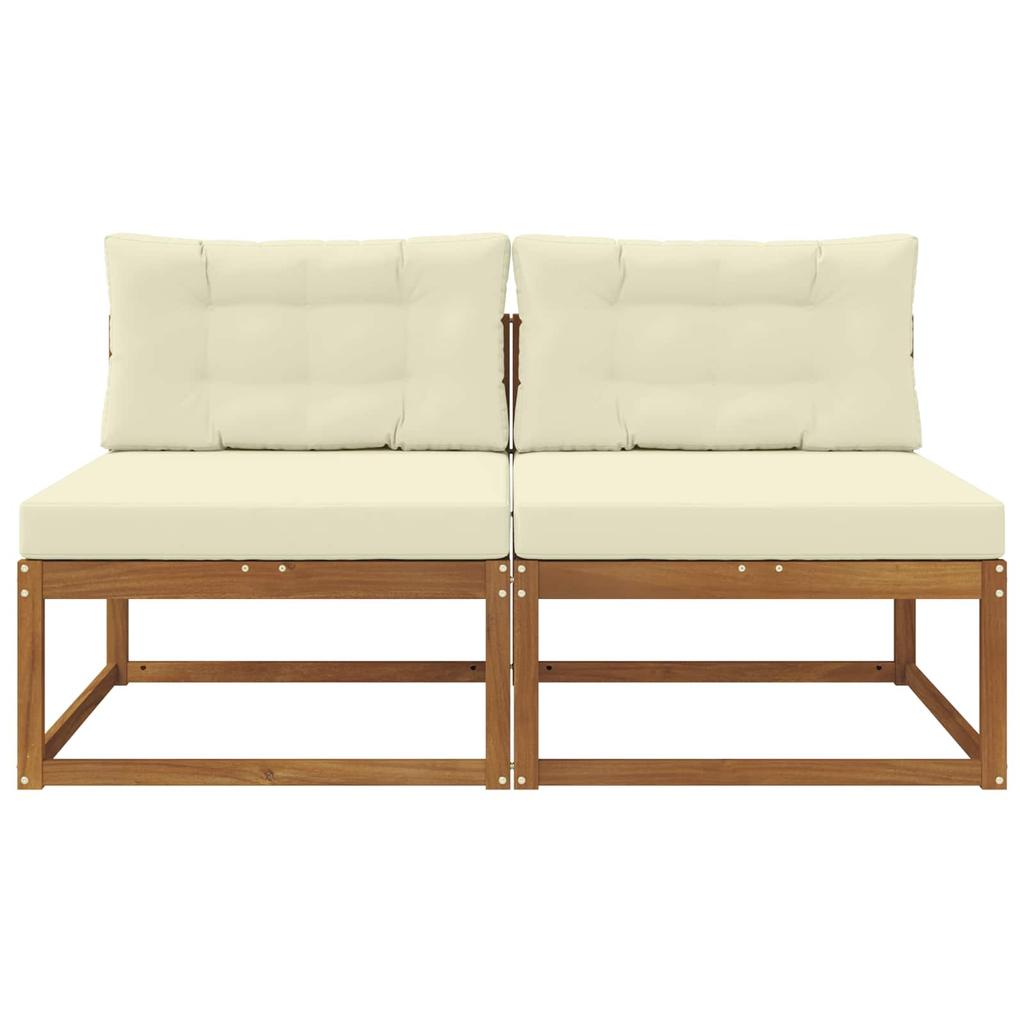 Outdoor Middle Sofa with Cushions 2 Pieces Natural