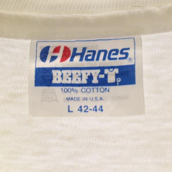 Hanes 80s Vintage Made in USA Print Short sleeve T-shirt L White system Men's Used