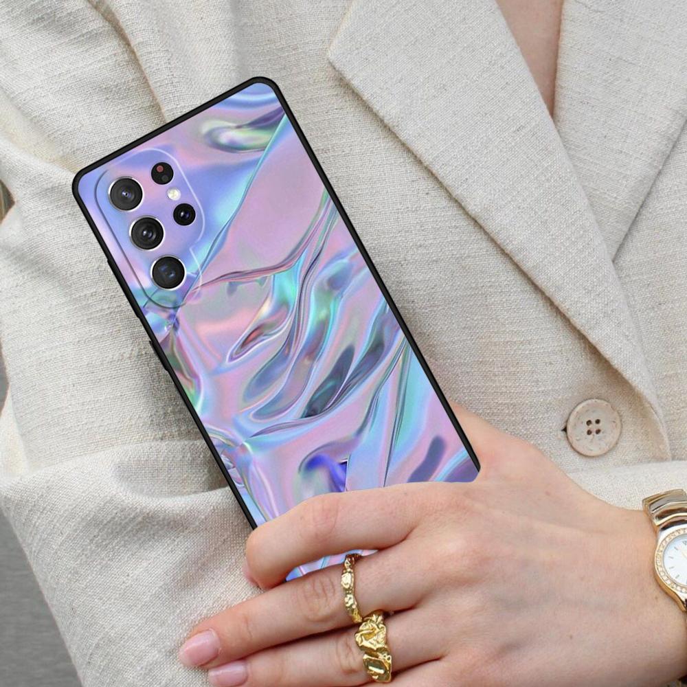 Iridescent Holographic Art Cell Phone Case for Samsung Galaxy S26 Ultra S25 S24 S23 S22 S21 S20 Note10 Cover