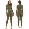 Frauen Yoga Tanz Sport Fitness Workout Overalls Body Langarm Einfarbig Lange Overall