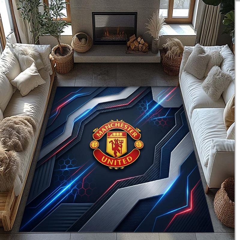 Tappeto in Flanella Stampato Manchester United Antiscivolo Morbido Poliestere Tappeto per Pavimento Tappetino Decorativo per Interni per Camera da Letto Soggiorno Divano