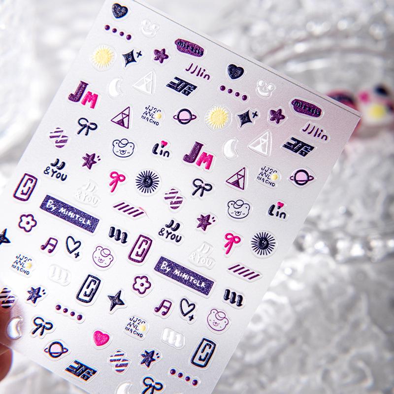 Cyansea 5D Bow & Planet Nail Art Stickers with Embossed Graffiti Design CF-2146