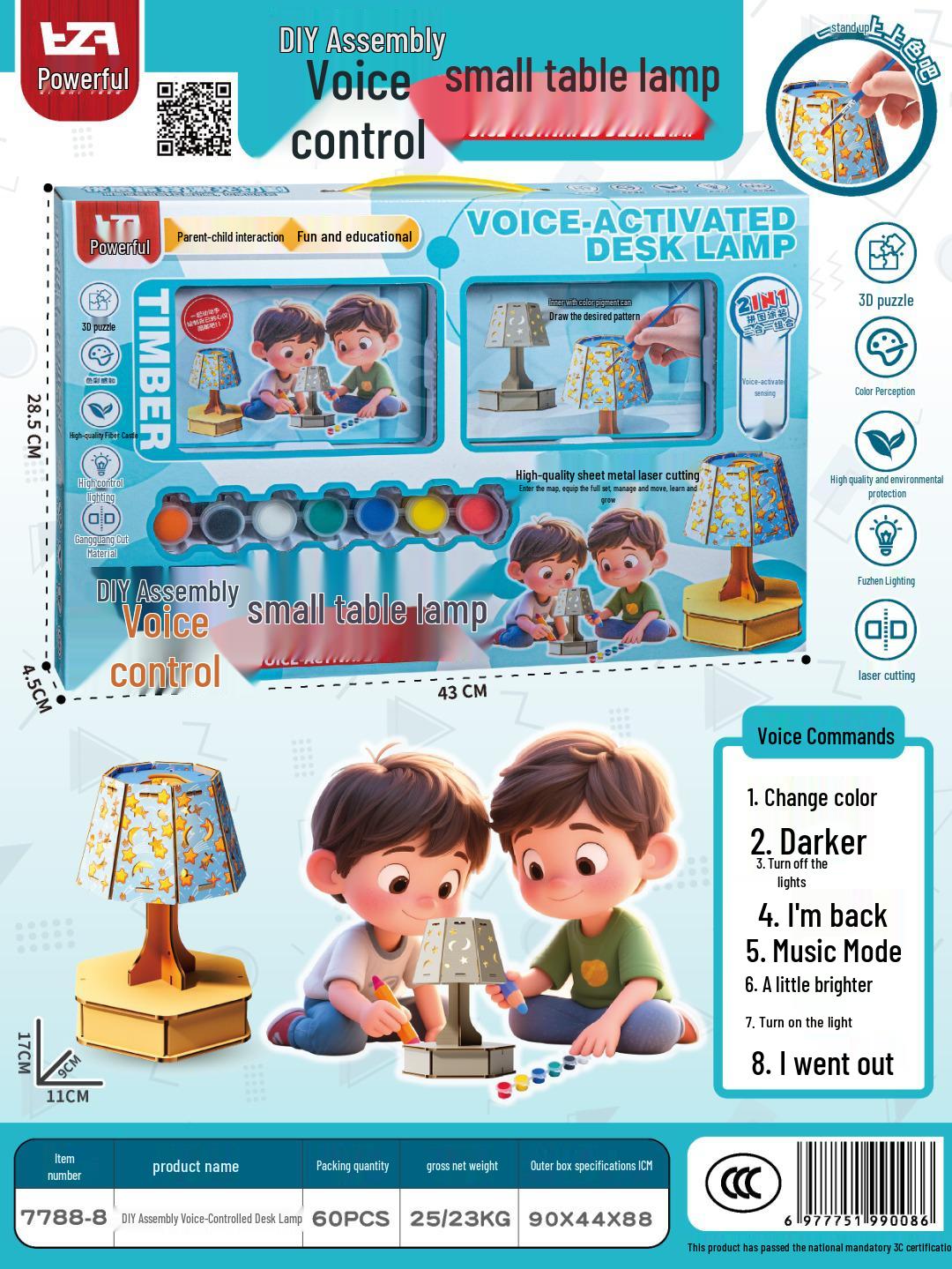 DIY Sound-Controlled 3D Coloring Desk Lamp Toy for Kids - Interactive Parent-Child Activity