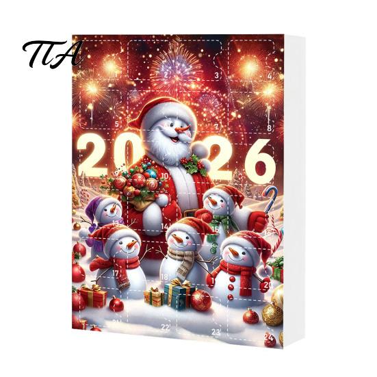 Weihnachts-Countdown-Aktivität Adventskalender 2026, Schneemann 24-Tage-Box mit Acryl-Anhänger Partygeschenke Anhänger, Festlicher Baumschmuck, Feiertagsgeschenk für