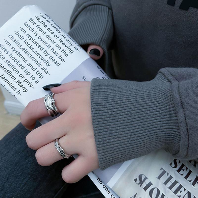 High-End Ring Irregular Niche Design Open Ring Female Index Finger Cover Ring High-End Simple Ring
