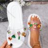 Fashion Comemore Platform Slippers Summer New Round Head Open Toe Crystal Buckle Pvc Transparent Strap Indoor Flat Bottom Slides Shoes