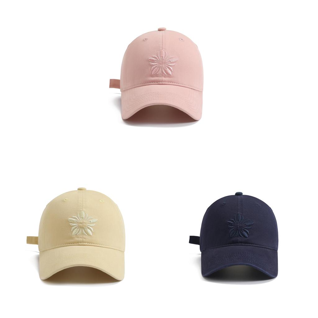 Snow Lotus Embroidered Cotton Baseball Cap With Sun Protection For Casual Women