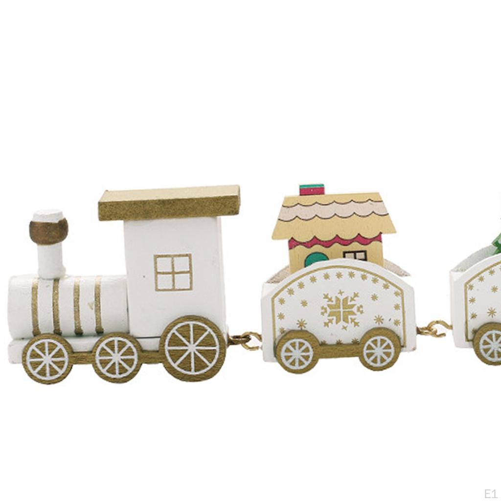 christmas Wooden Train Ornament, Decoration, Xmas Desktop Trains Ornaments, for Indoor,
