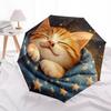 1 PC Automatic Folding Umbrella - Sleepy Kitten Pattern, Portable & Foldable Design with 8 Ribs, Christmas Birthday Gifts