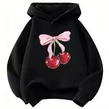 Girls Sweatshirt Y2k Bow with Cherry Fashion Design Children's Cute Hoody for Boys Girls Autumn Spring Casual Hoodies