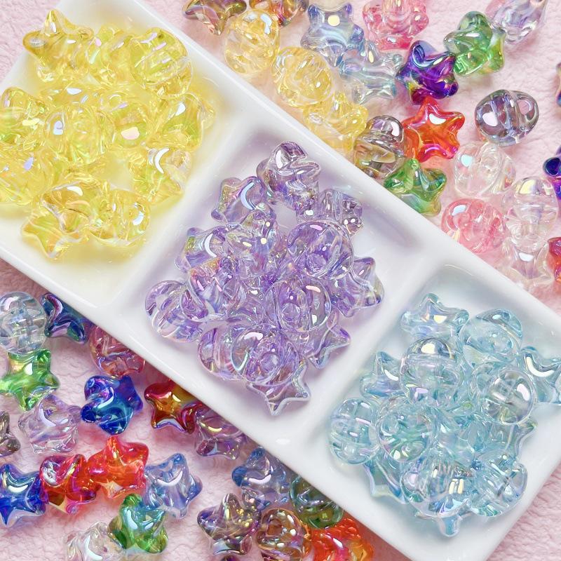 10 Iridescent Gradient Crackle Heart Beads for DIY Jewelry and Phone Chains