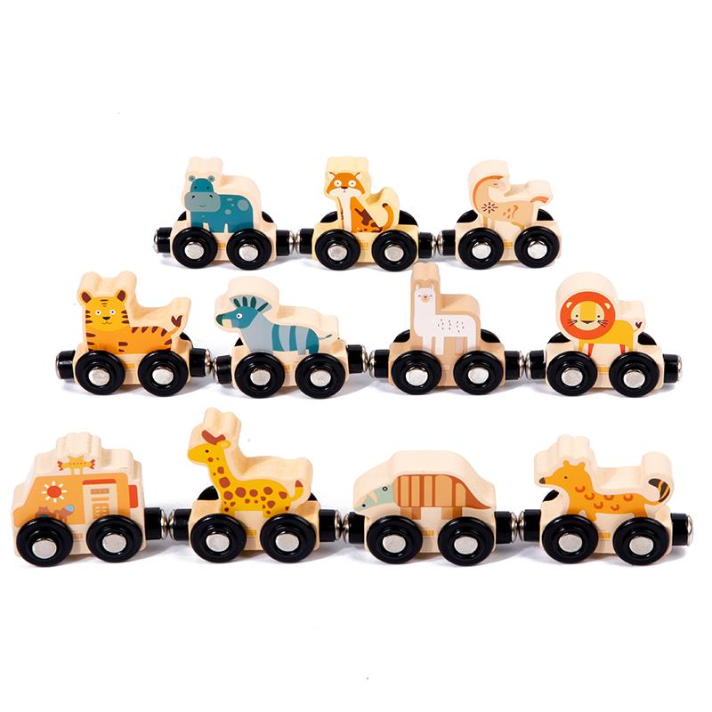 Toddler Magnetic Toys for 3-6Y  Wooden Dinosaurs Train Set Montessori Educational Toys 11PCS Trains with Numbers for Kids Gifts