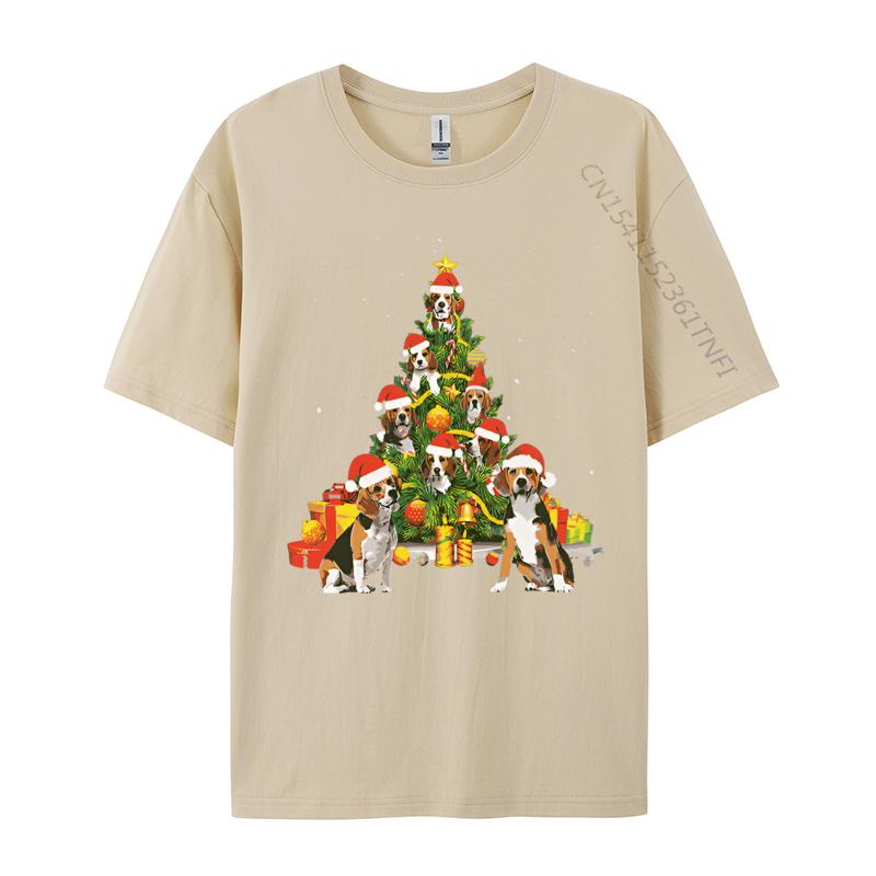 Mens Tshirt Beagle Dog Lover Matching Santa Beagle Tshirt Breathable Top Texture Fabric Leisure Tshirt