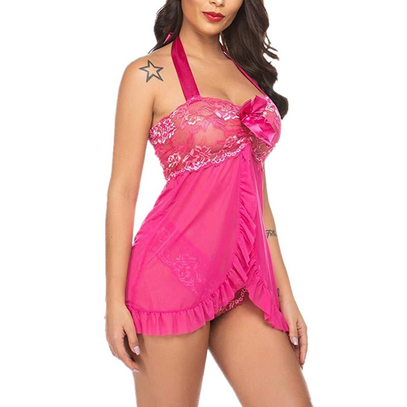 Frauen Sexy Robe Dessous Damen V-ausschnitt Nachtwäsche Kleid Unregelmäßigen Saum Nachthemd Casual Spitze Nachthemd Pyjamas