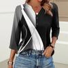 Women's Fashion Casual Printed V-Neck Button Three-quarter Sleeve T-Shirt Raglan Sleeve Top