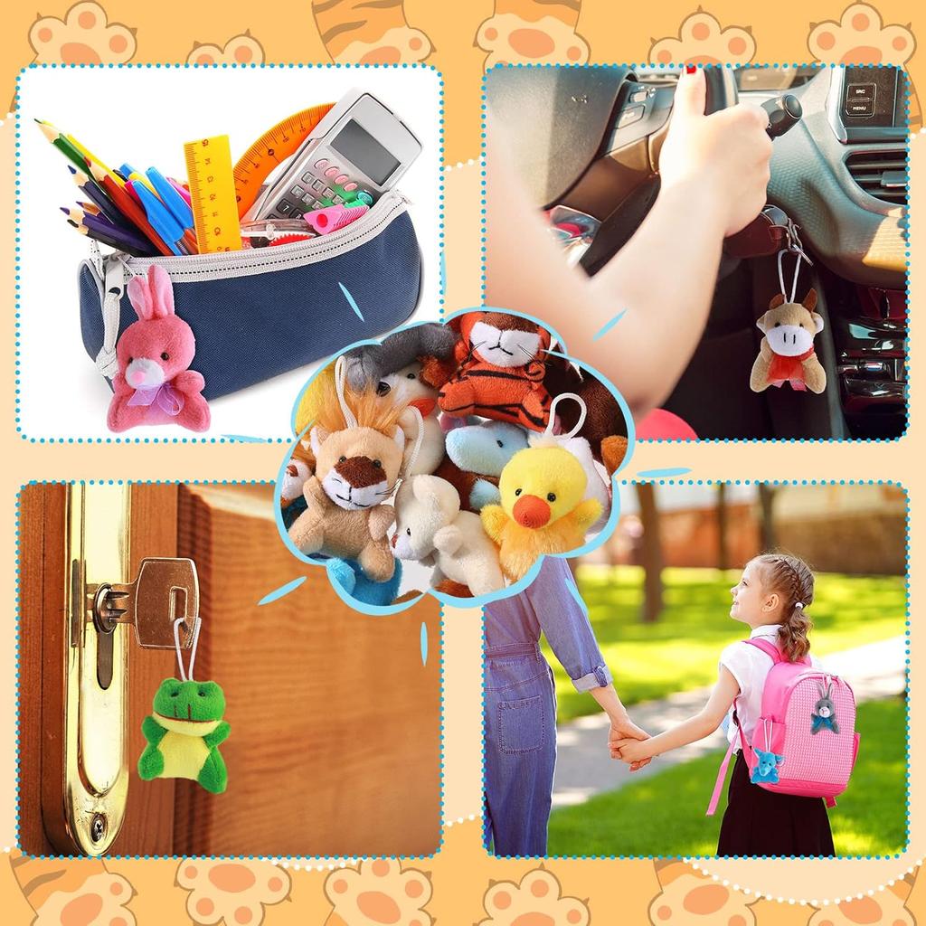 Skylety 60 Pack Mini Plush Animals for Christmas 30 Styles Bulk Mini Stuffed Animals Plush Toy Small Stuffed Keychain Cute Assortment for Carnival